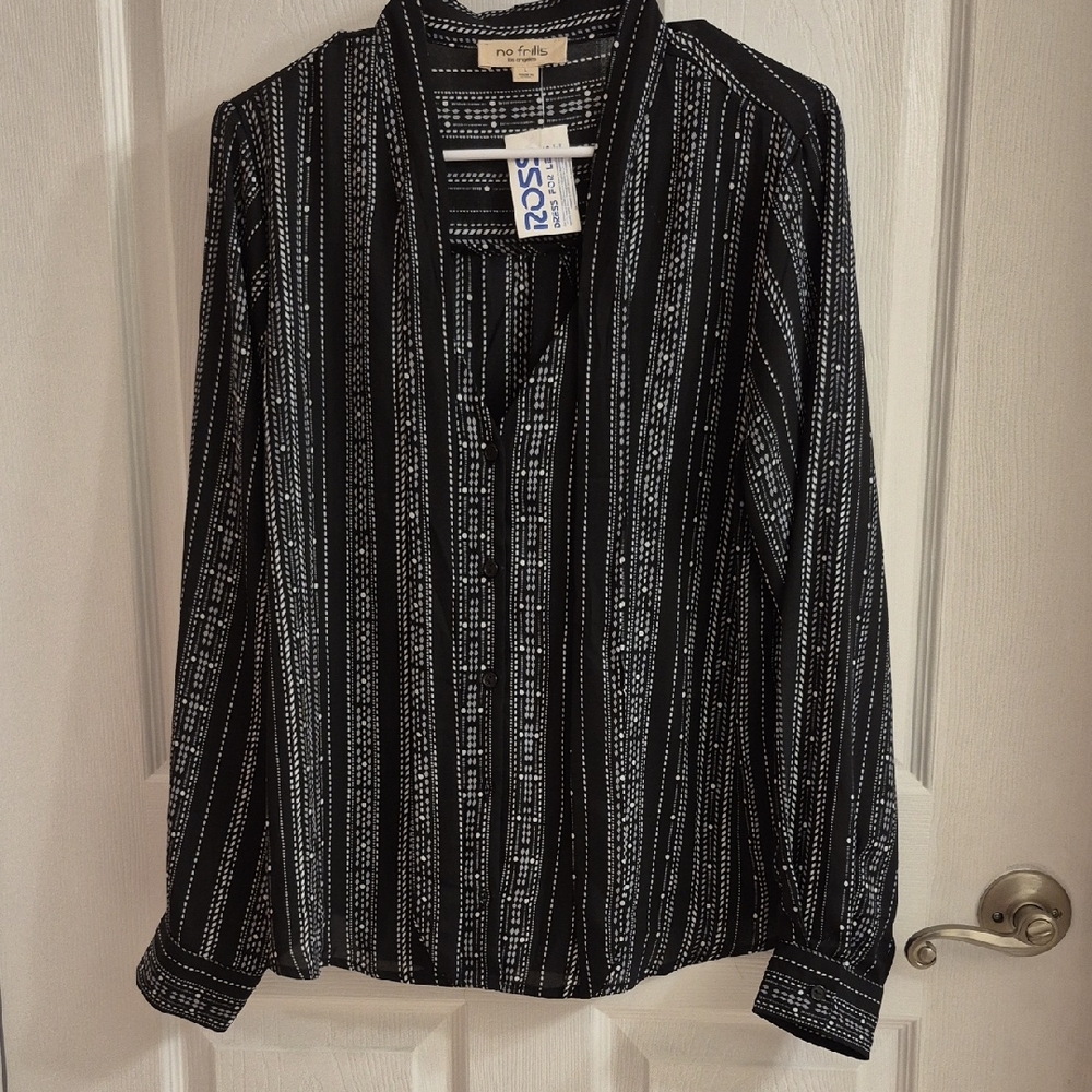 Black and White Striped Women's Top